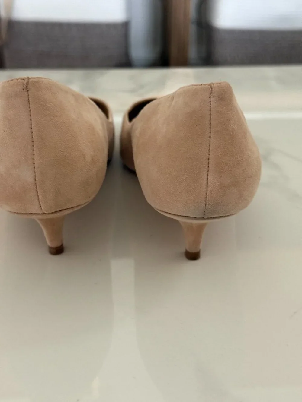 Tory Burch Elizabeth T LOGO Pointed Toe Heel Pump Blush Pink Suede - 8.5M